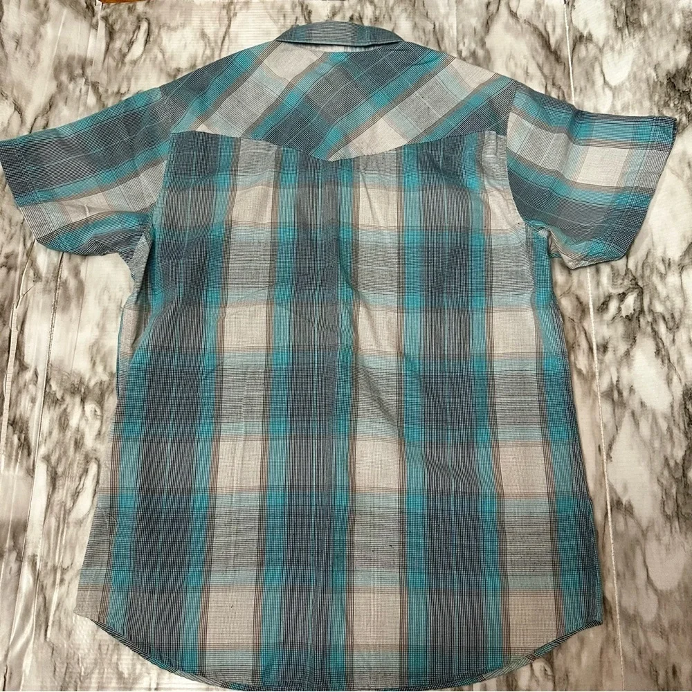 Levi's Blue and Gray Casual Pearl Snap Button Down Shirt Western Cowboy Framer